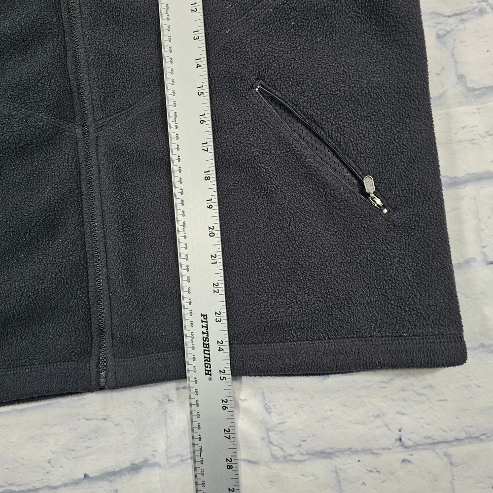 Eddie Bauer Fleece Vest Women L Black Blue Zip Sleeveless Gorpcore Warm VTG USA